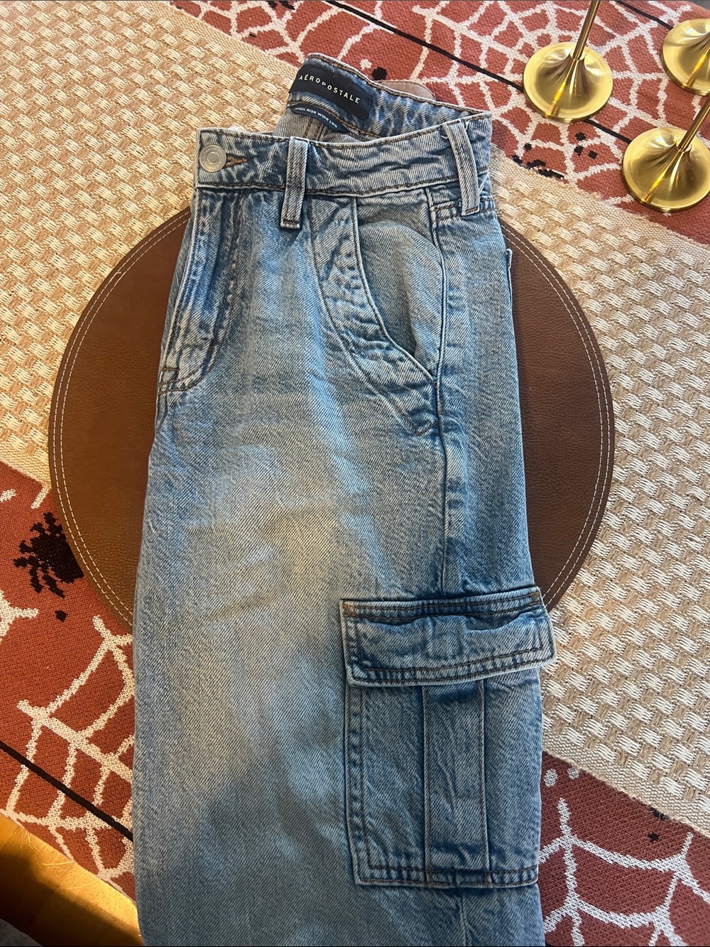 Aeropostale Men's Light Blue Relaxed Cargo Jeans